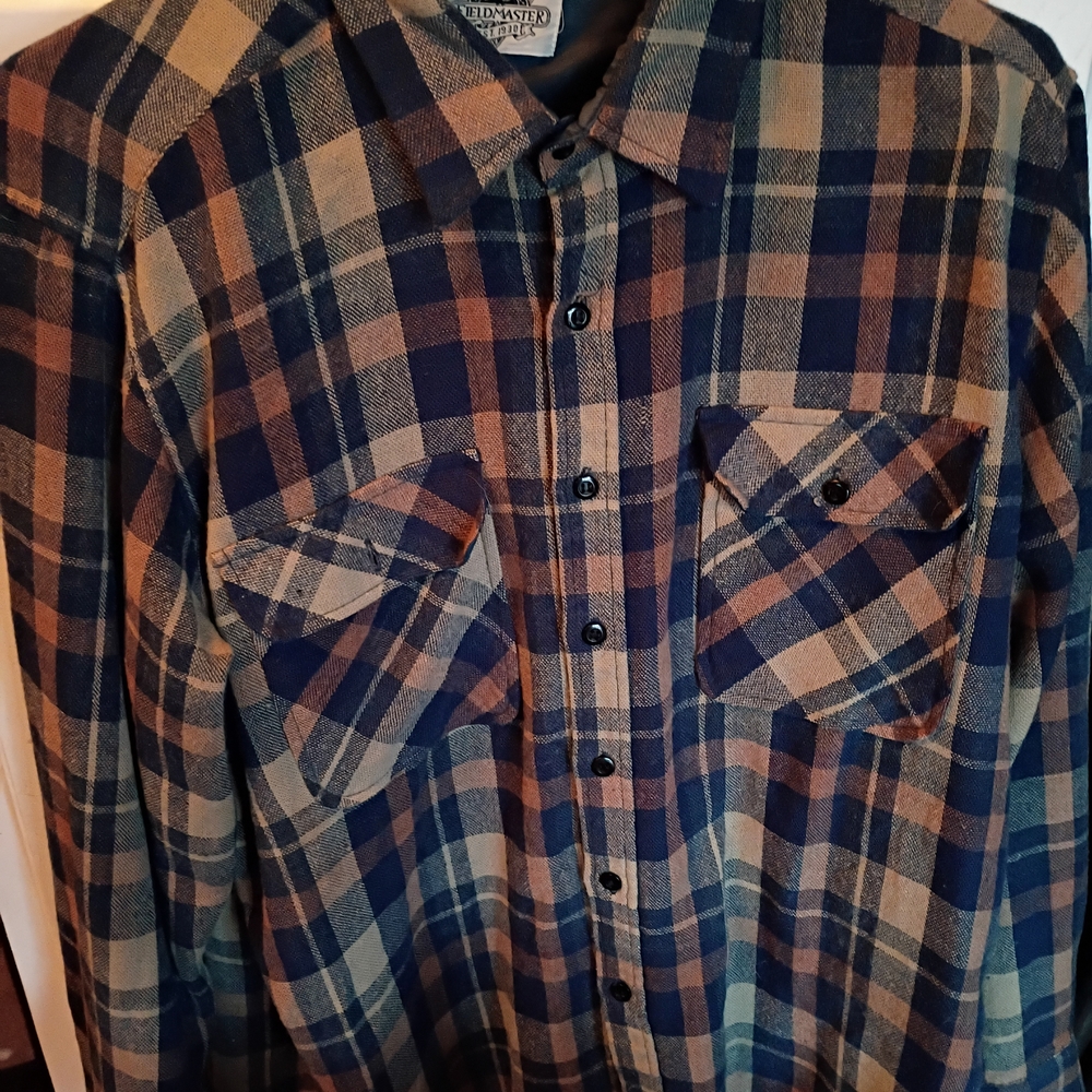 Fieldmaster Plaid Wool Blend Jacket in Navy and Tan